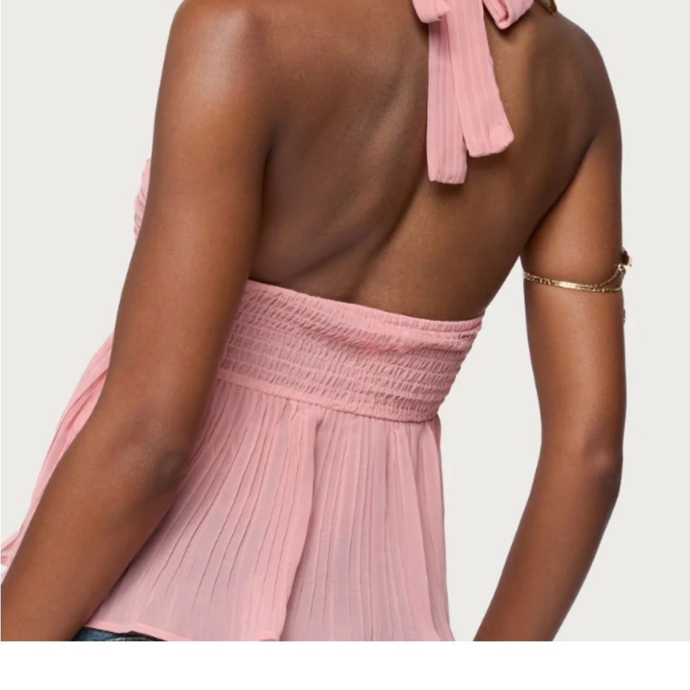 Edikted pleated chiffon babydoll halter top - Picture 2 of 5